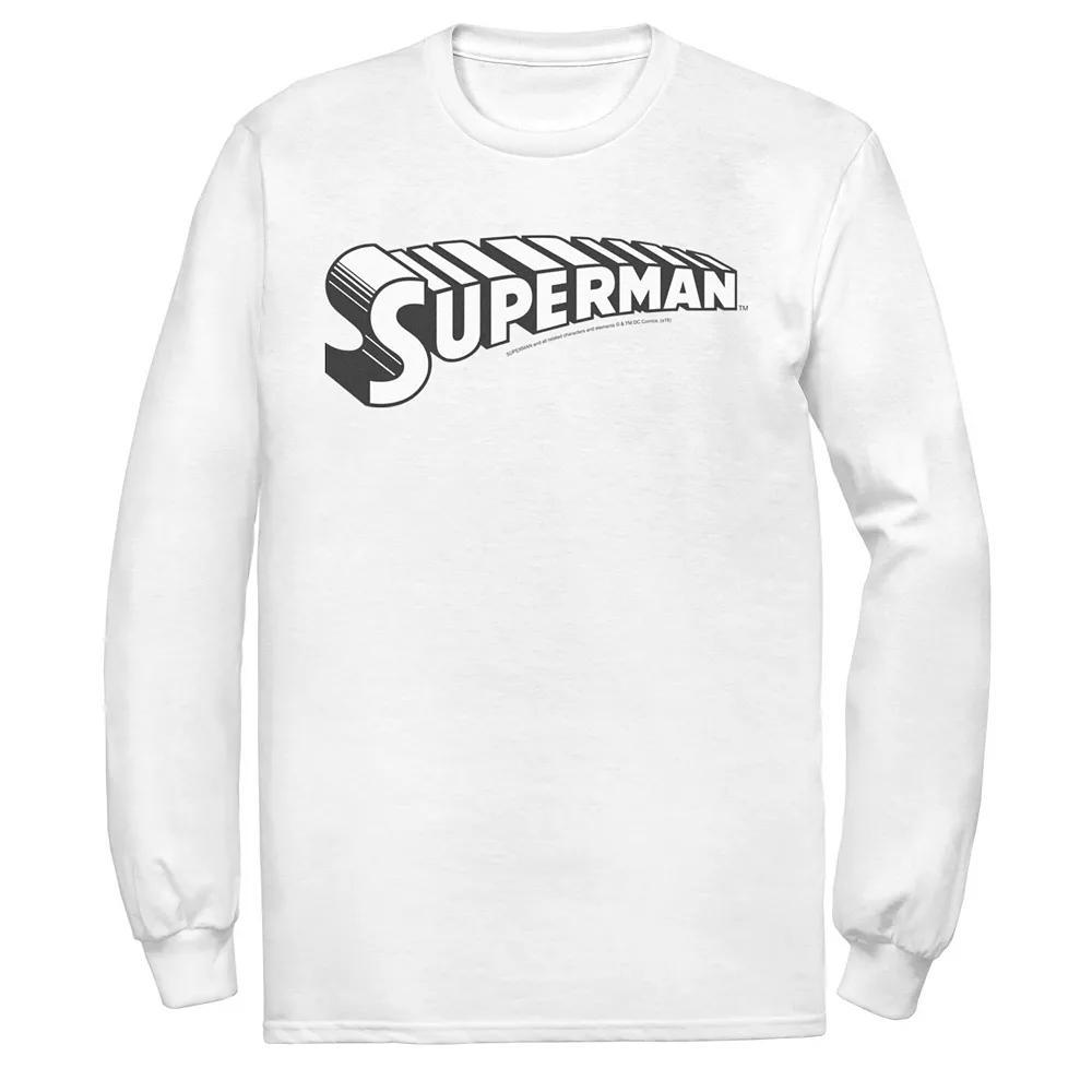 Men's DC Comics Superman Black & White Text Chest Logo Tee, Size: Medium Product Image