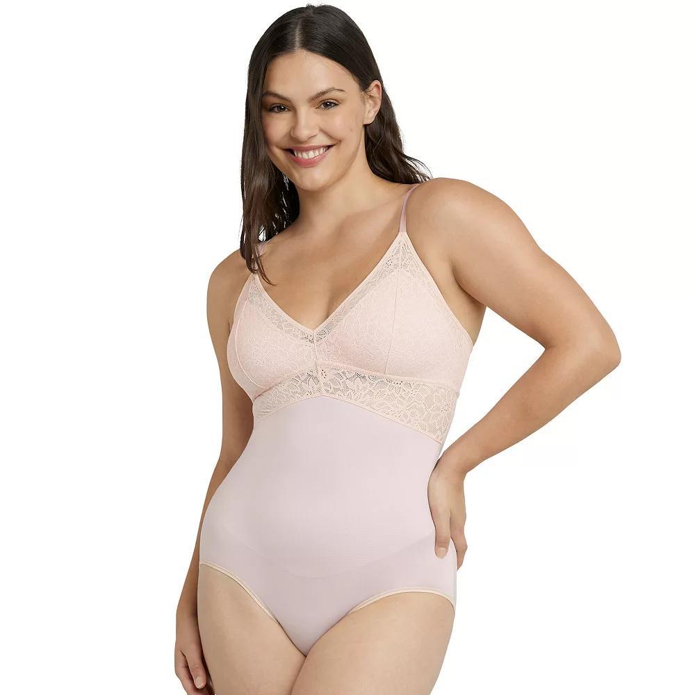 Women's Maidenform® Tame Your Tummy Firm Control Shapewear Lace Bodysuit DMS097, Size: Medium, Sandshell Product Image