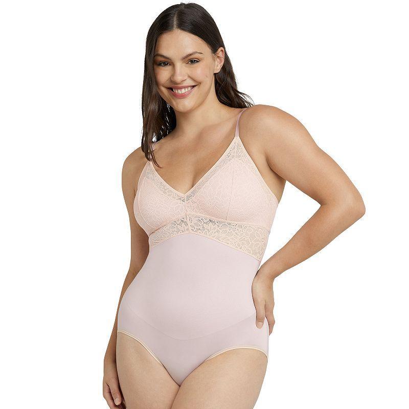 Women's Maidenform® Tame Your Tummy Firm Control Shapewear Lace Bodysuit DMS097, Size: Medium, Sandshell Product Image