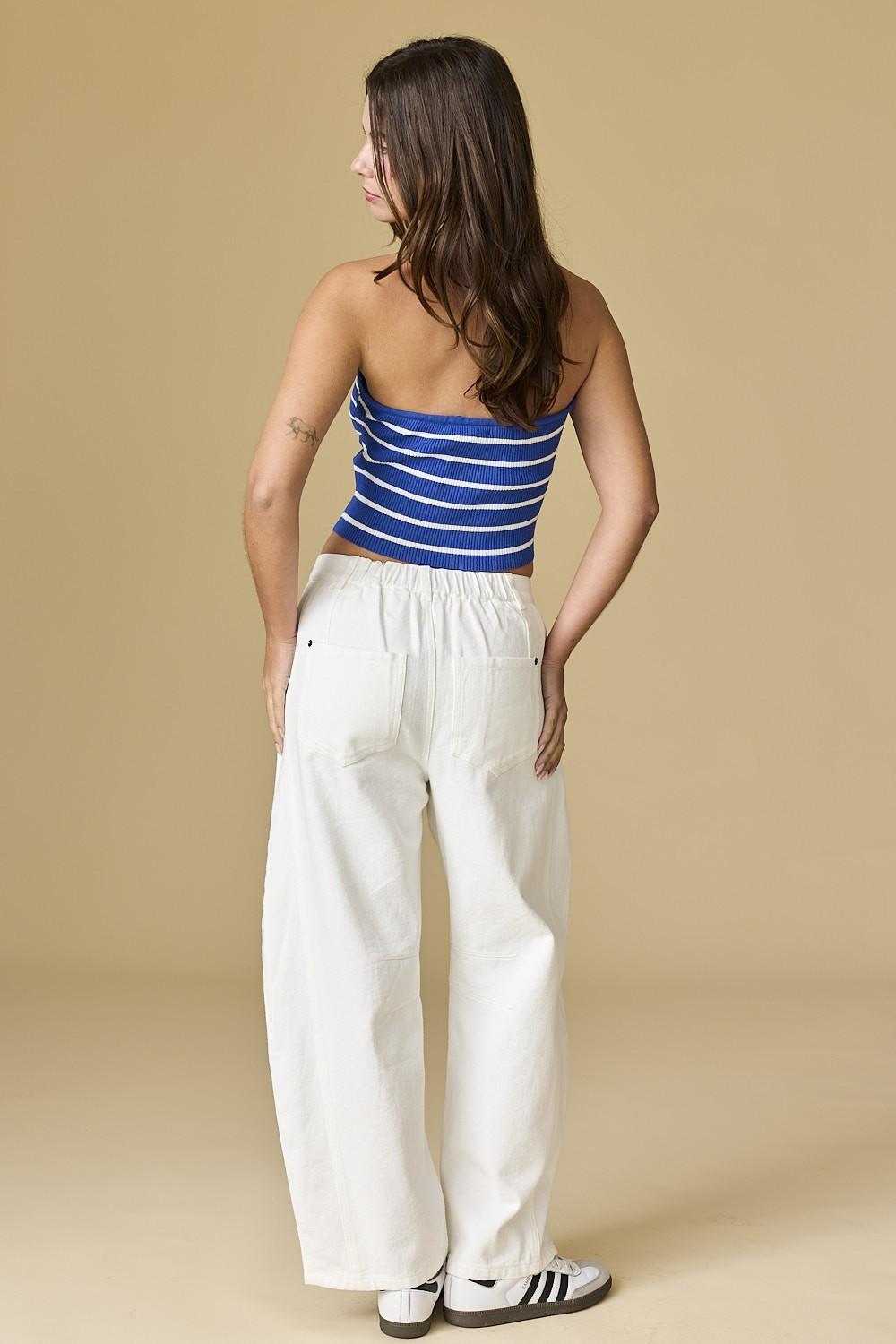 Mia Strapless Twist Front Stripe Top Product Image