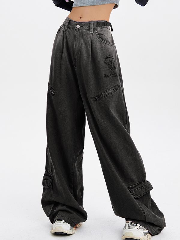 Star Spider Web Orint Cargo Jeans Product Image