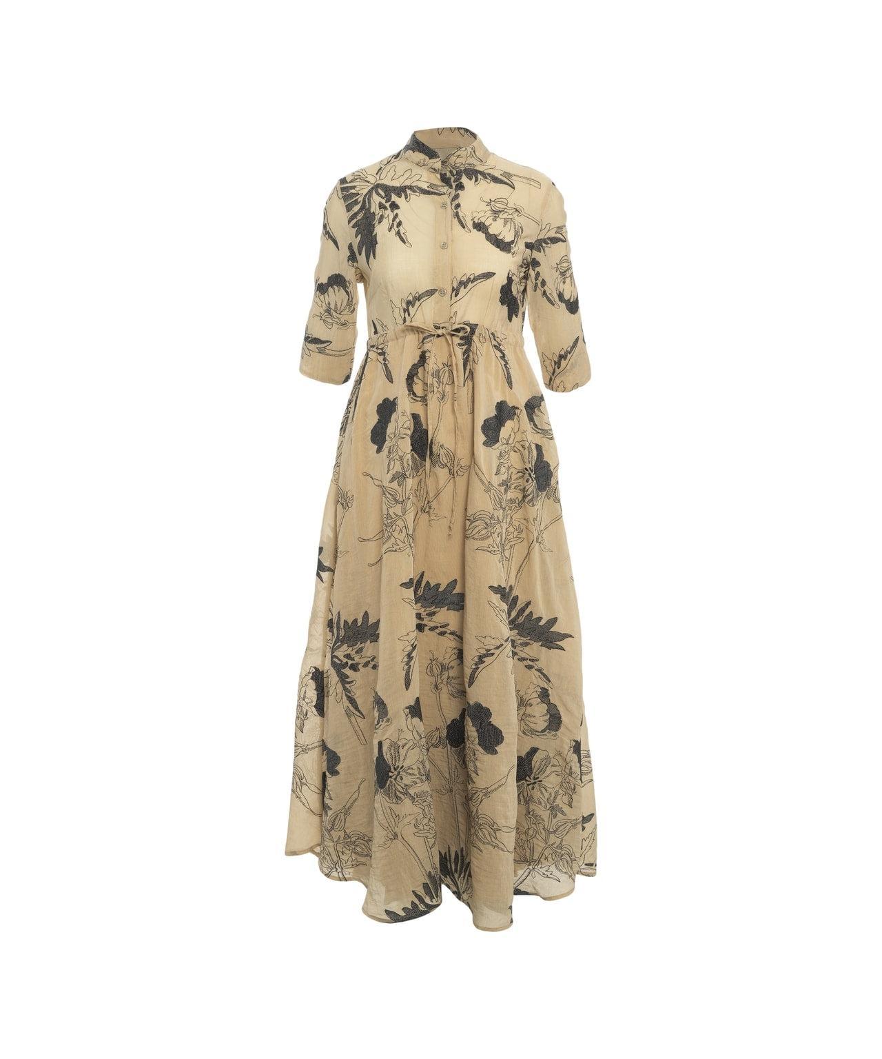 Maxi dress with floral embroideries Product Image