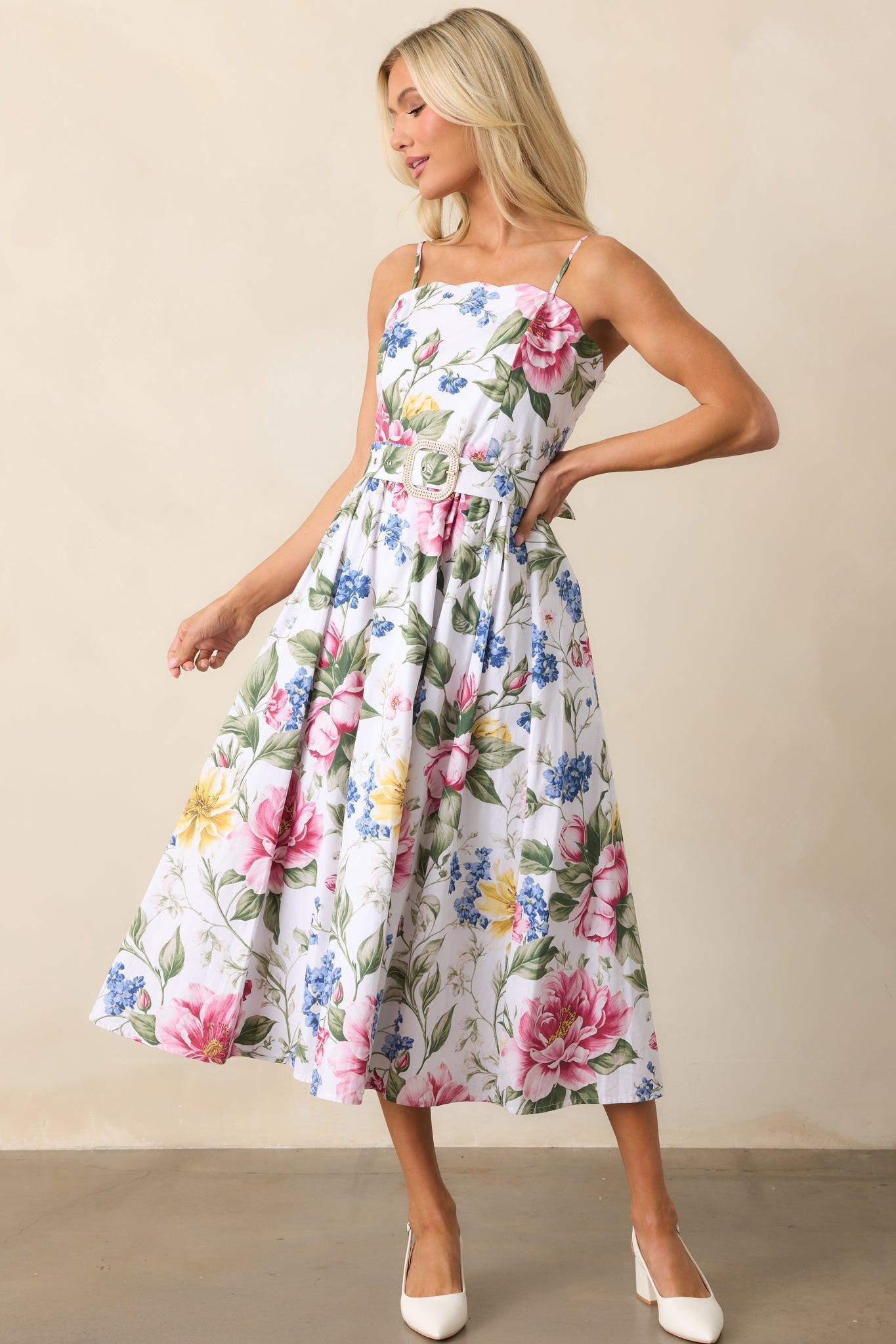 Colette Dream Garden Floral Cotton Belted Midi Dress Product Image