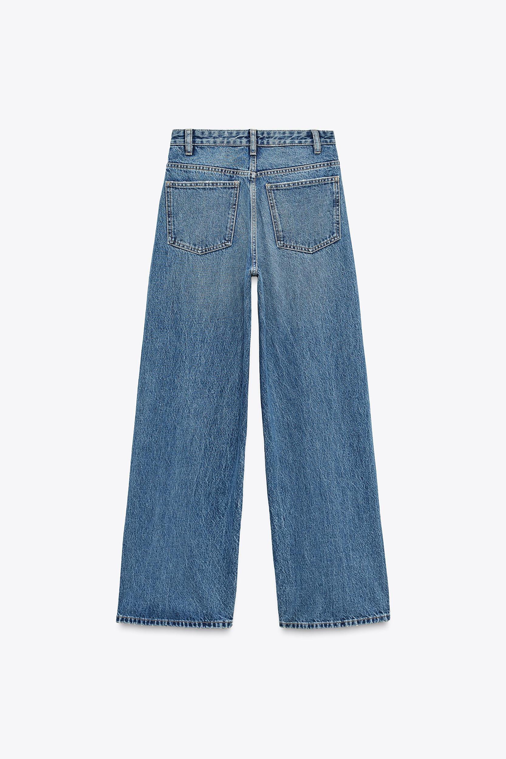 TRF HIGH WAIST CROSSOVER WAIST WIDE LEG JEANS Product Image