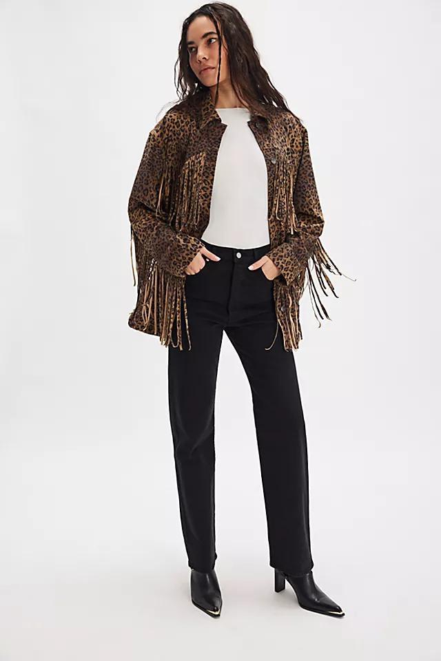 We The Free Fringe Out Vegan Suede Animal Print Jacket Product Image