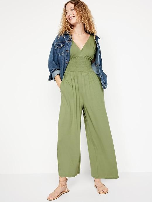 Waist-Defined Shirred Jumpsuit Product Image