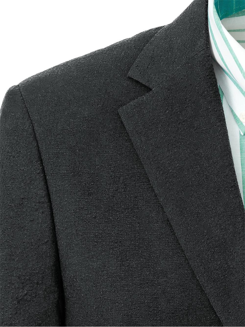 Cotton Blend Seersucker Single Breasted Notch Lapel Suit Jacket - Black Product Image