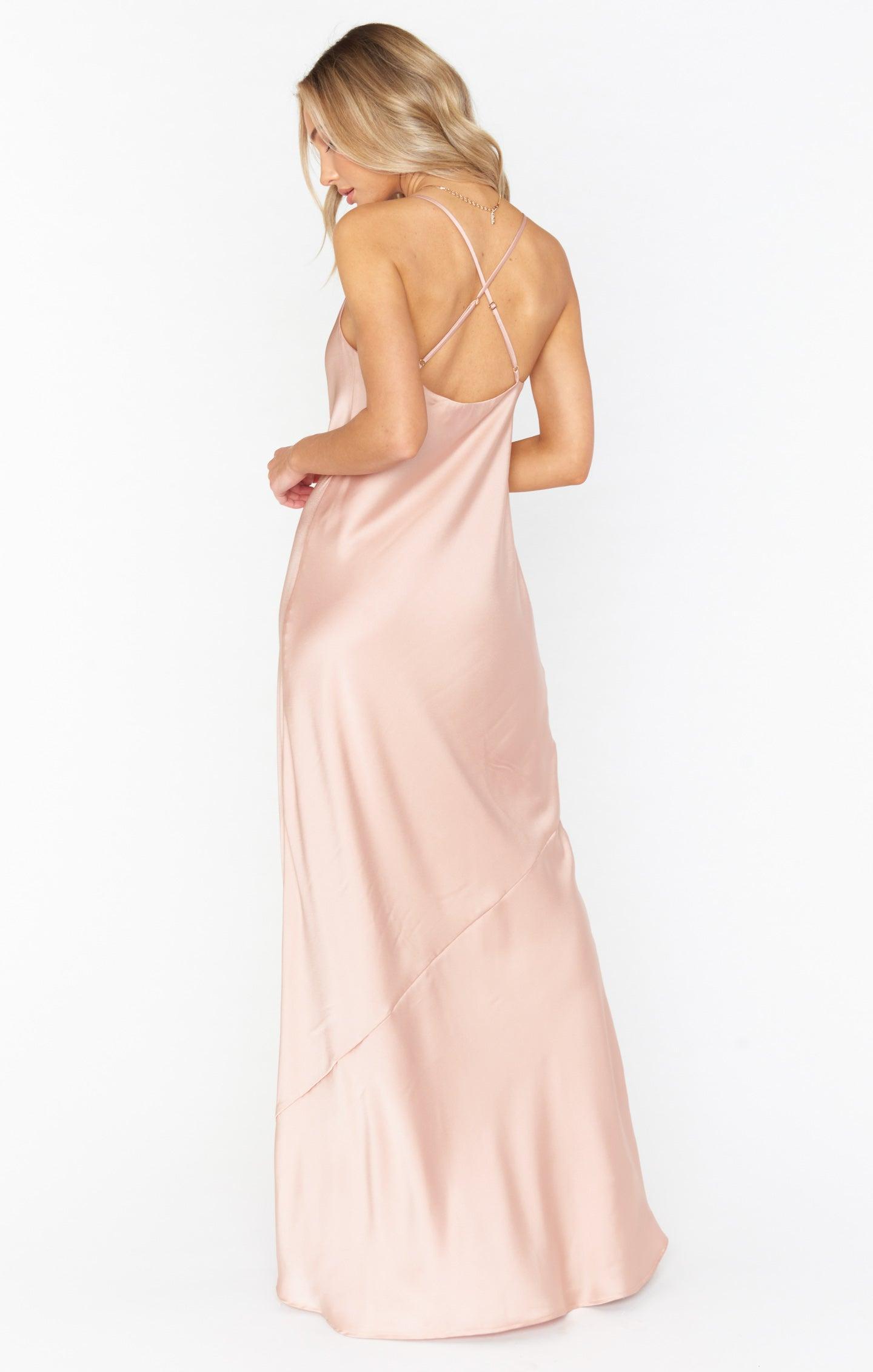 Tuscany Maxi Slip Dress ~ Rose Gold Luxe Satin Product Image