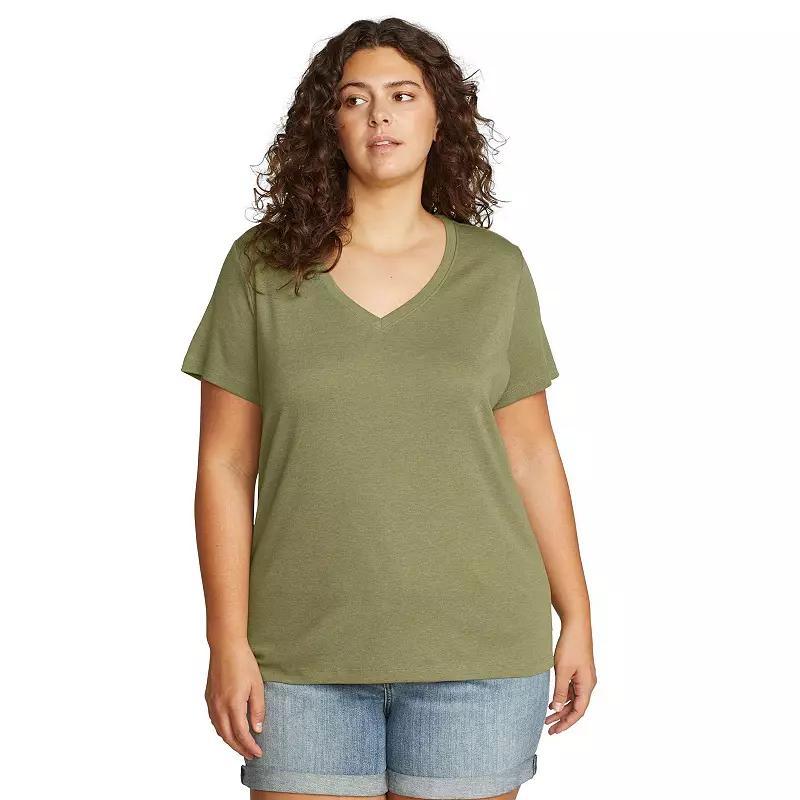 Plus Size Eddie Bauer Short Sleeve Favorite V-Neck Tee, Womens Medium Grey Grey Product Image