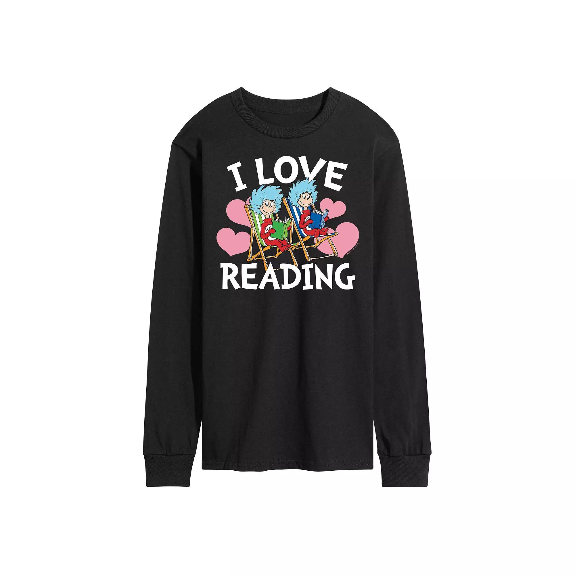 Mens Dr Seuss I Love Reading Long Sleeve Graphic Tee Blue Product Image