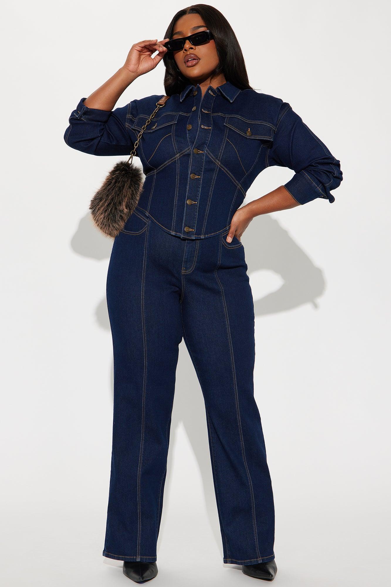 Nessa Denim Pant Set - Dark Wash Product Image