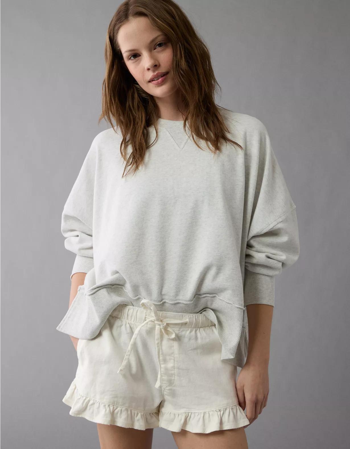 AE Stretch Linen-Blend Ruffle Short Product Image