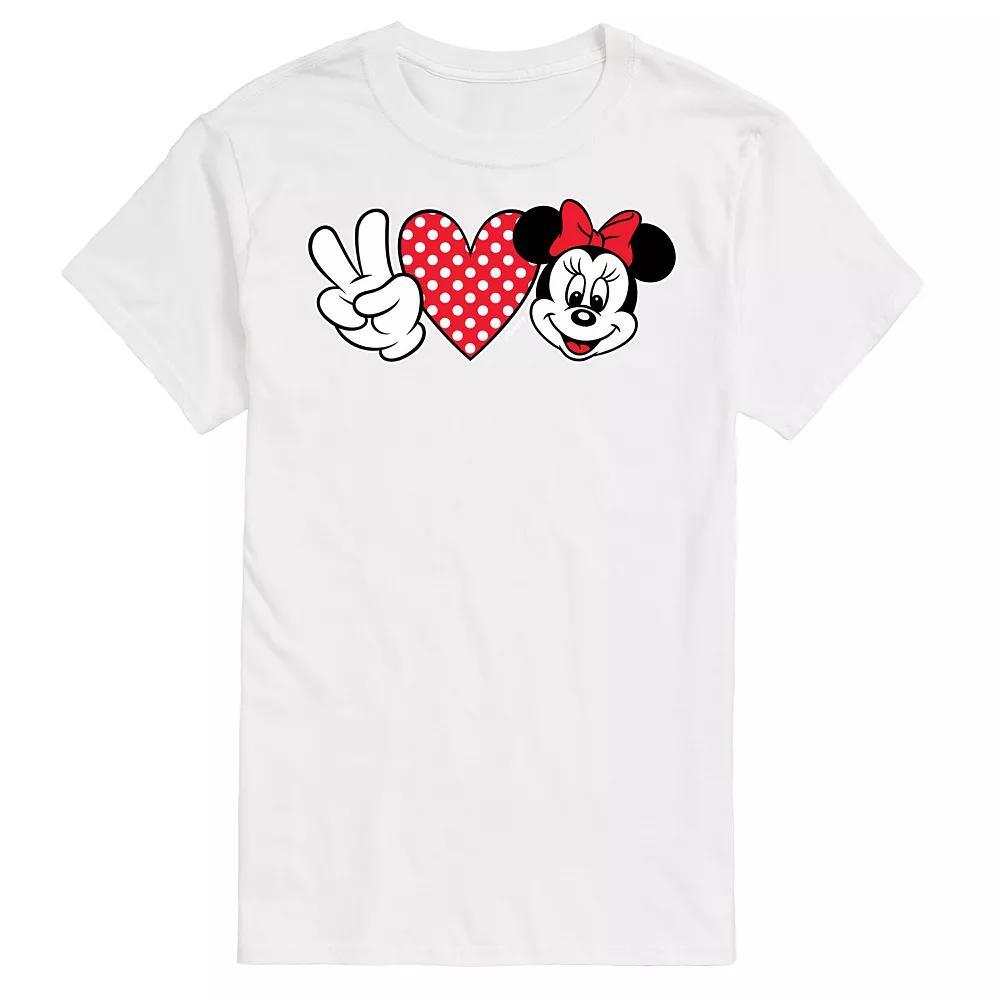 Disney's Minnie Mouse Big & Tall Peace Love Graphic Tee, Men's, Size: Large Tall, White Product Image