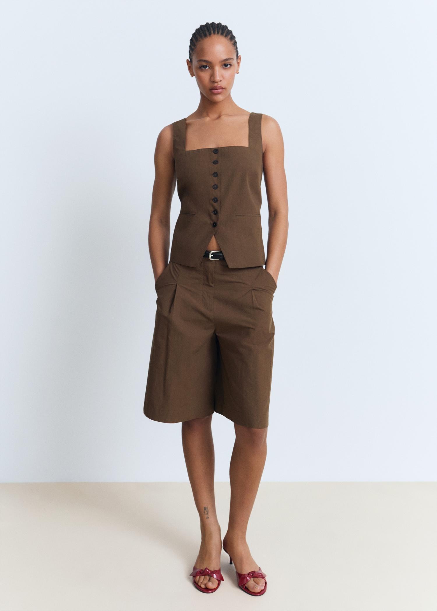 Cotton suit bermuda shorts - Women | MANGO USA Product Image