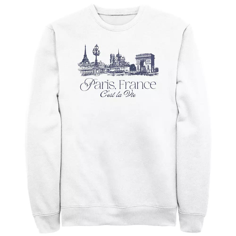 Men's Paris, France C'est La Vie Fleece, Size: Large, White Product Image