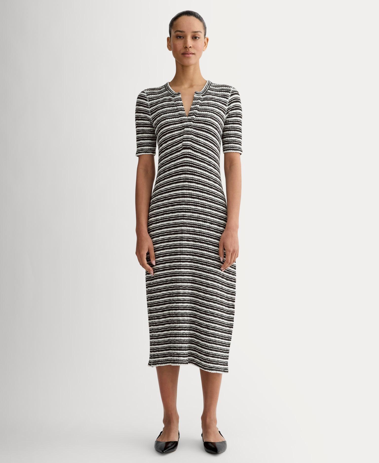 The Rib-Knit Henley Dress Product Image