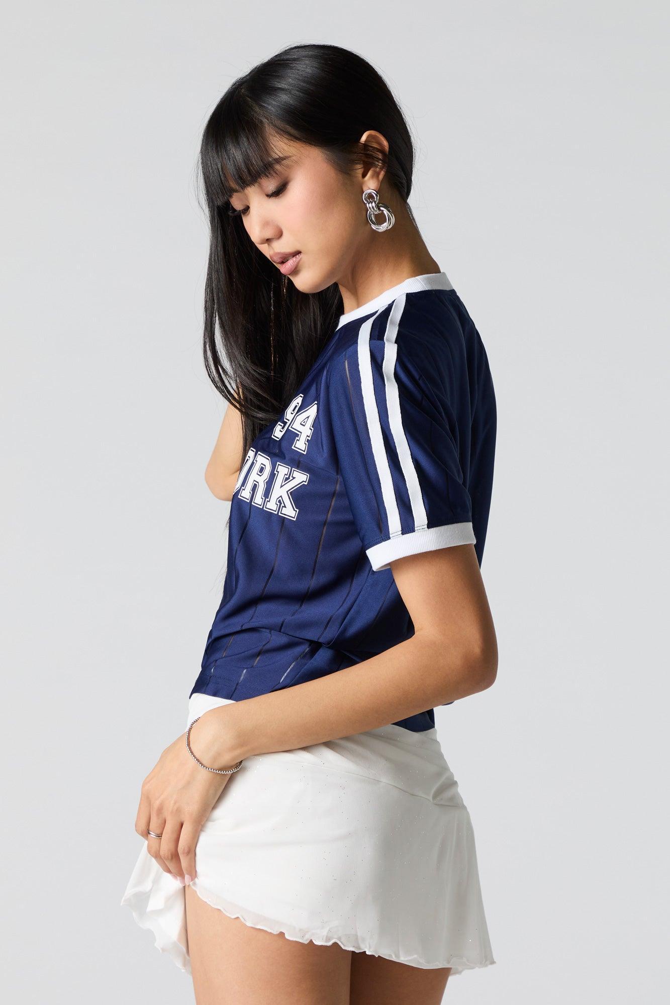 Semi Sheer Ribbed Graphic Jersey Female Product Image