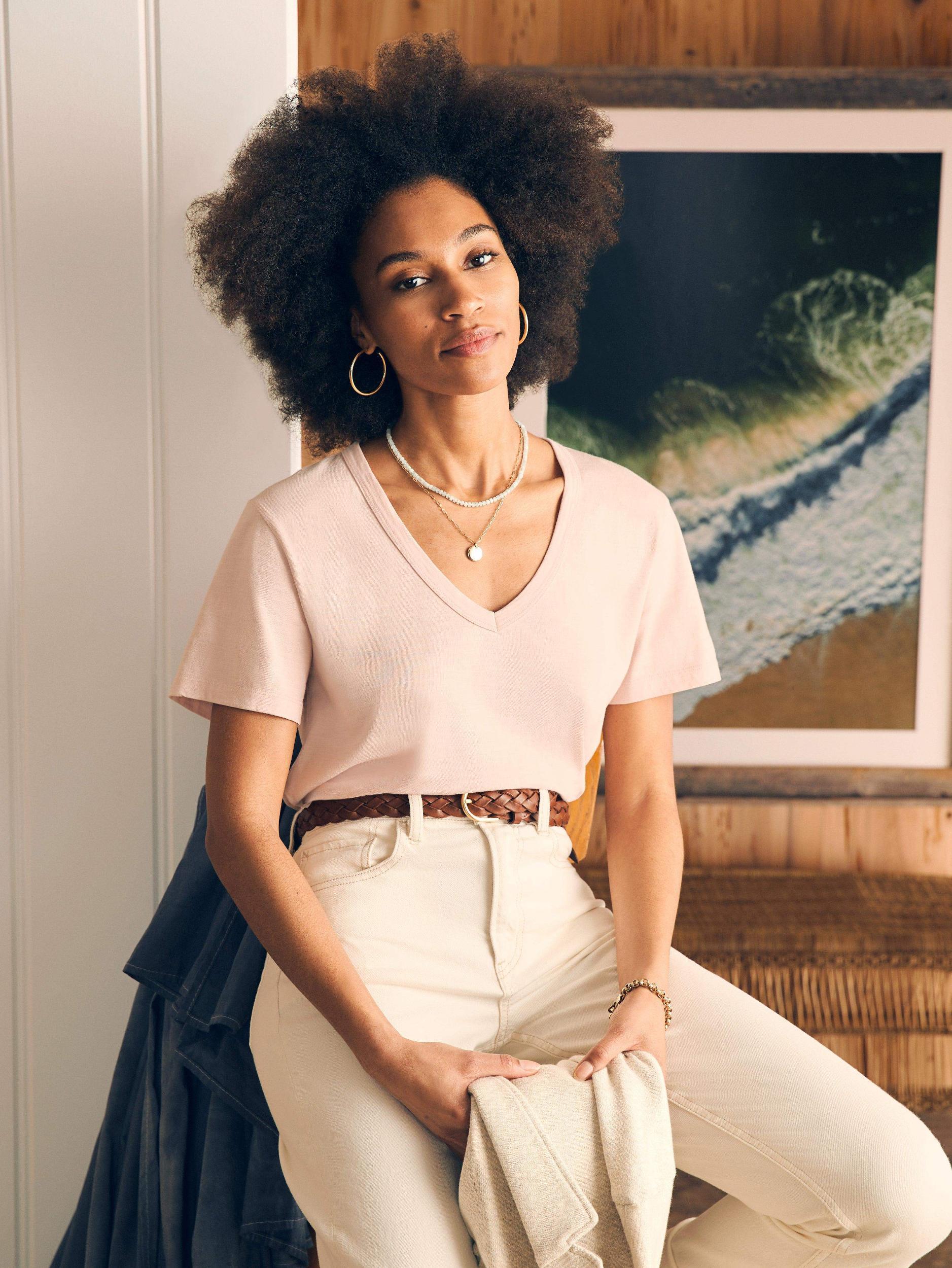 Sunwashed V-Neck Tee - Peach Whip Female Product Image