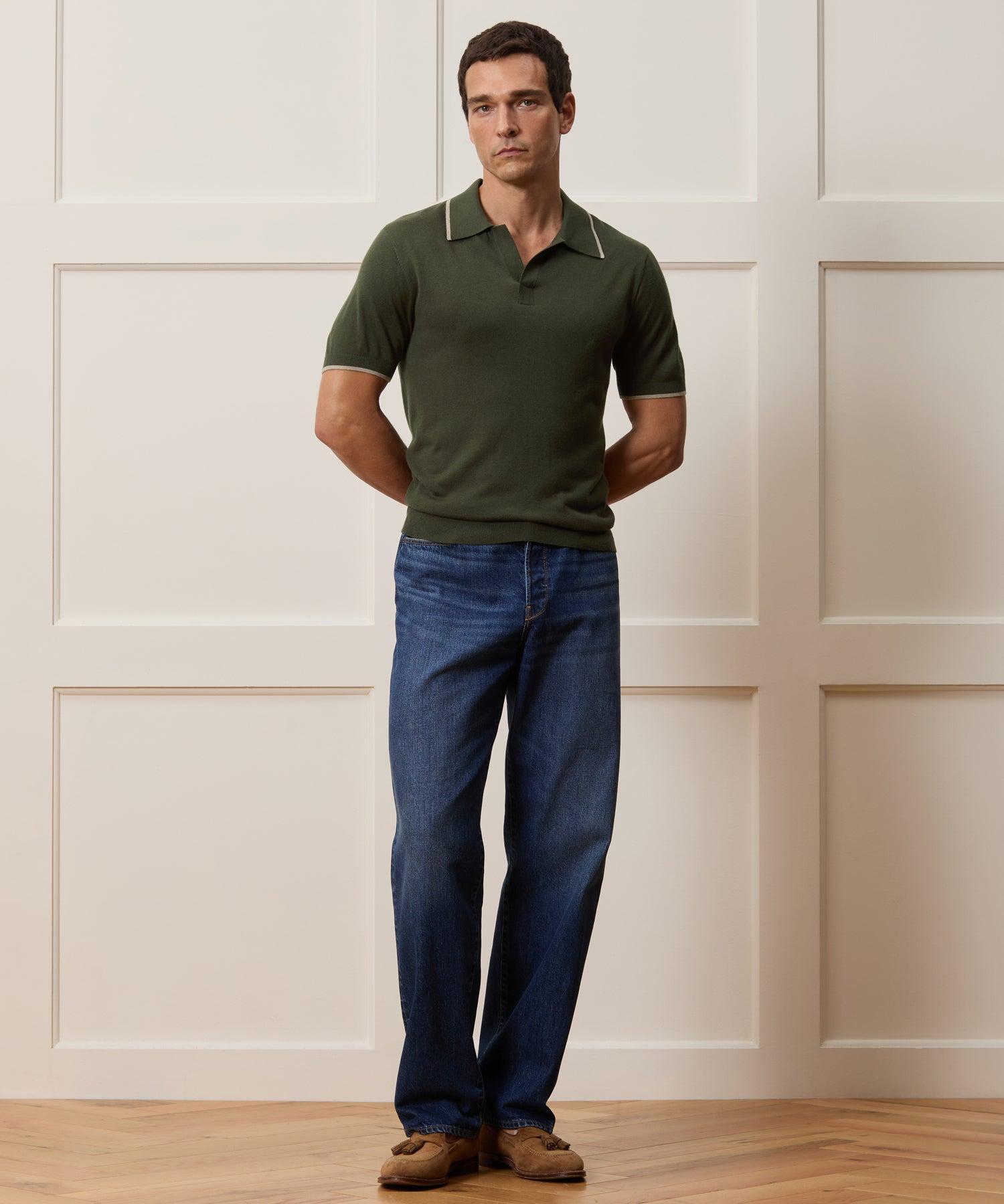 Silk-Cashmere Tipped Sweater Polo Product Image