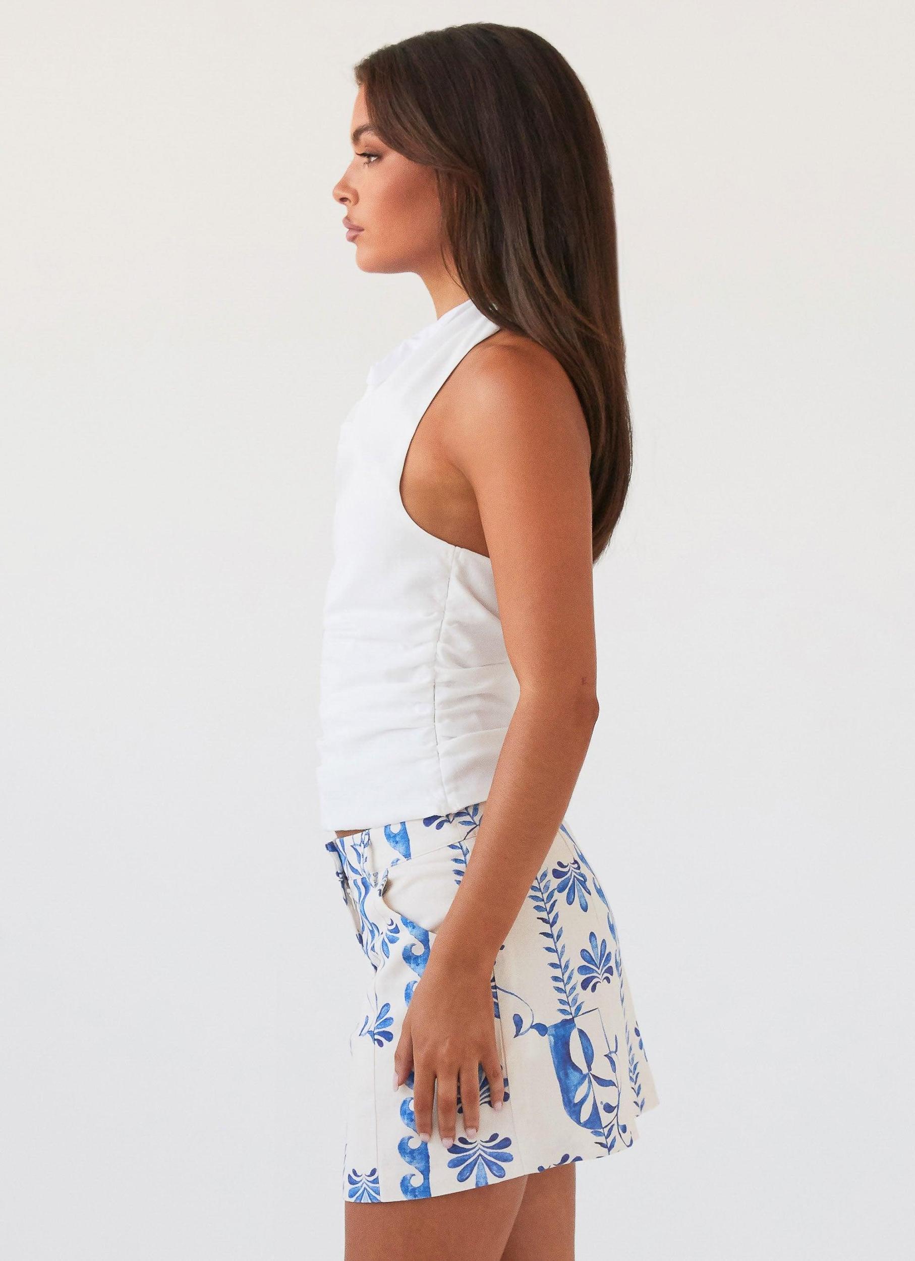 Marissa Linen Mini Skirt - Floral Wave Product Image