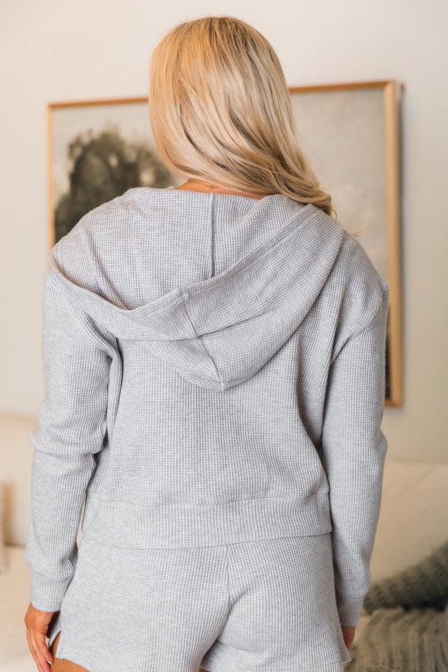 Essential Ease Grey Waffle Knit Zip Up Jacket SALE Product Image