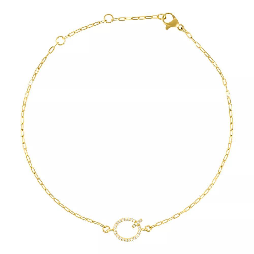 Adornia Gold Tone Cubic Zirconia Pave Sideways Initial Anklet, Women's, Size: 9-11" ADJ, Gold Tone Q Product Image