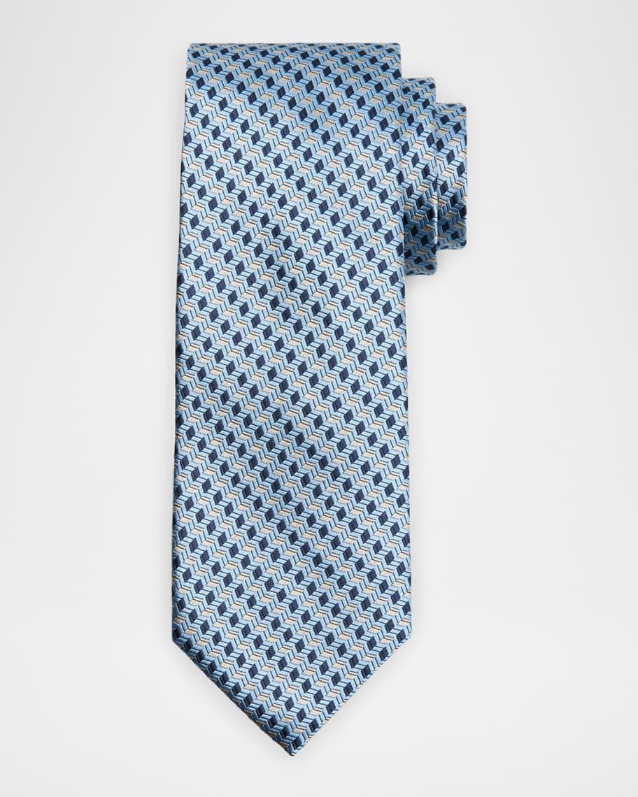 Men's Stepweave Geometric Silk Tie Product Image