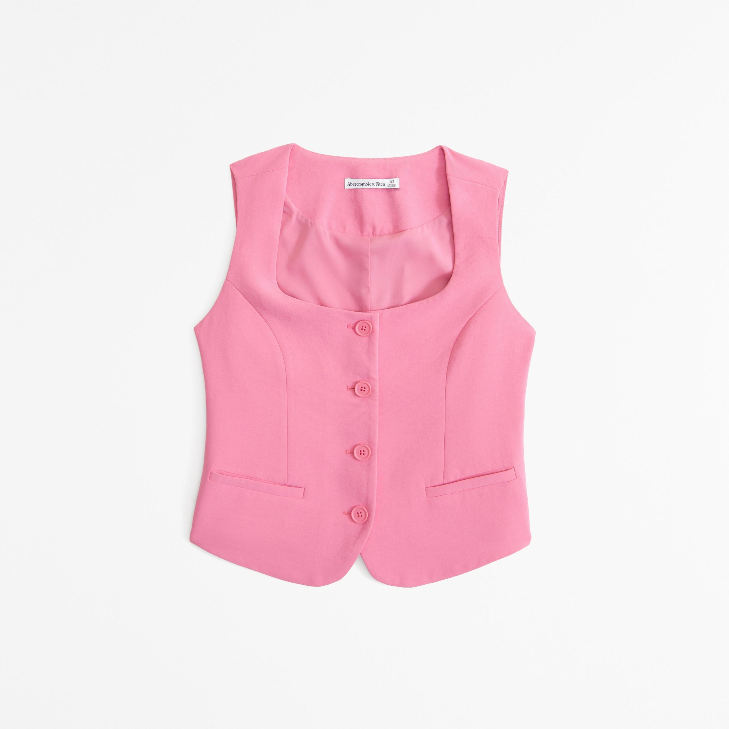 The A&F Mara Premium Crepe Vest Squareneck Set Top Product Image