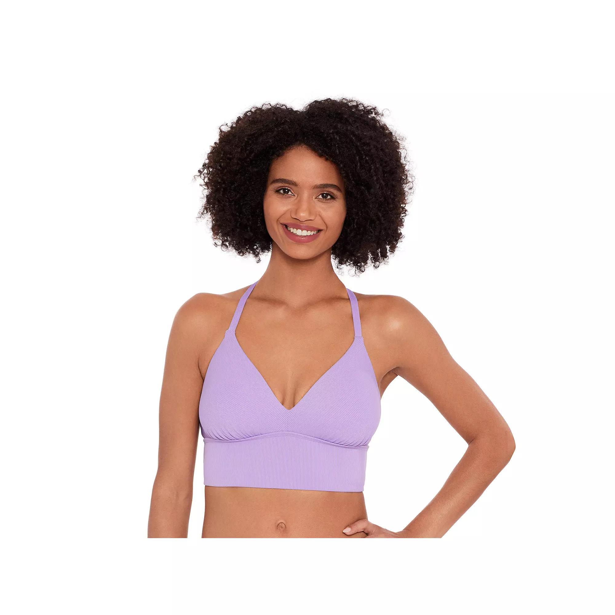 Women's Eco Beach Rib Longline Bralette Swim Top, Size: Medium, Dusty Purple Product Image