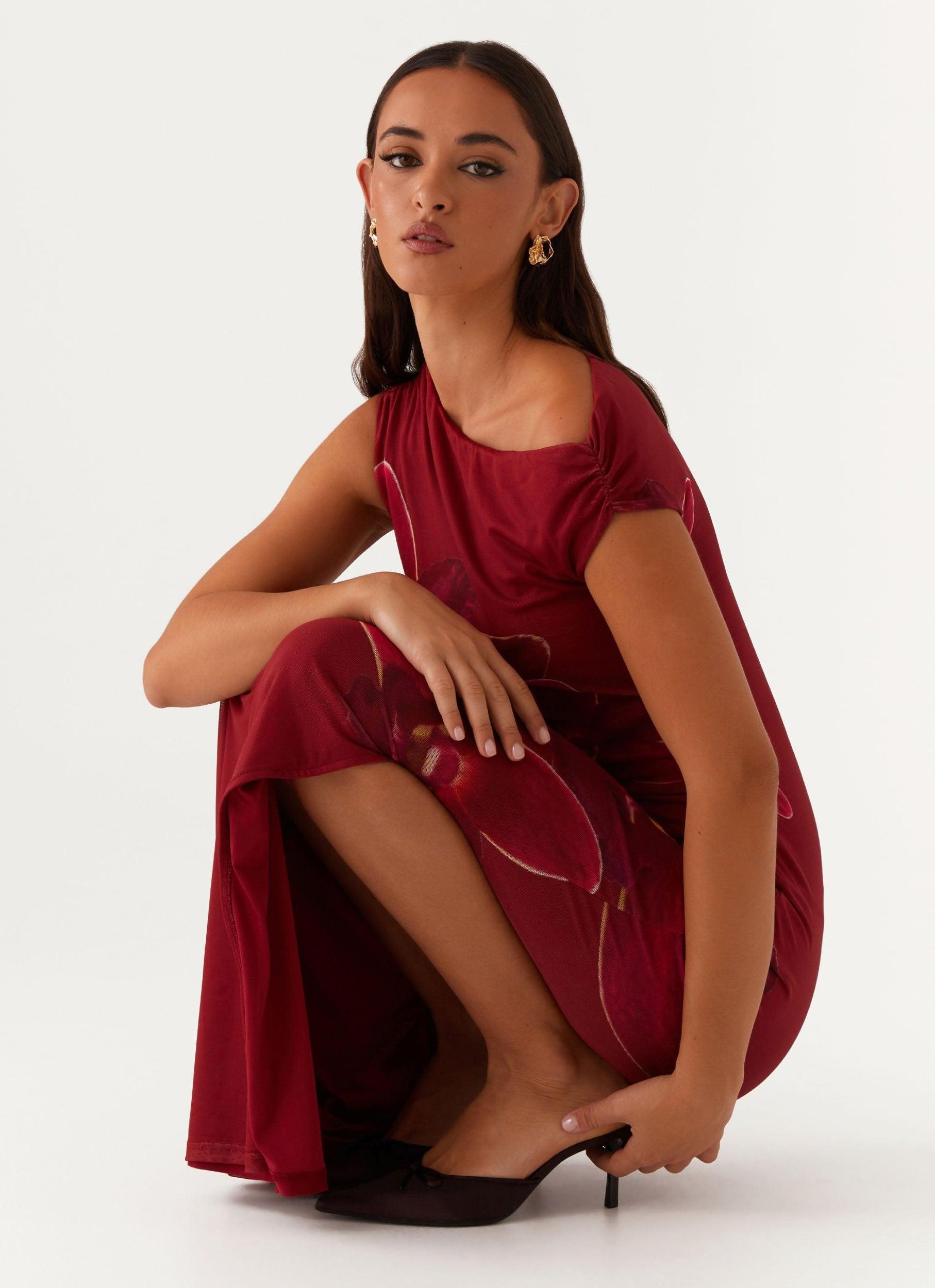Showtime Maxi Dress - Maroon Product Image