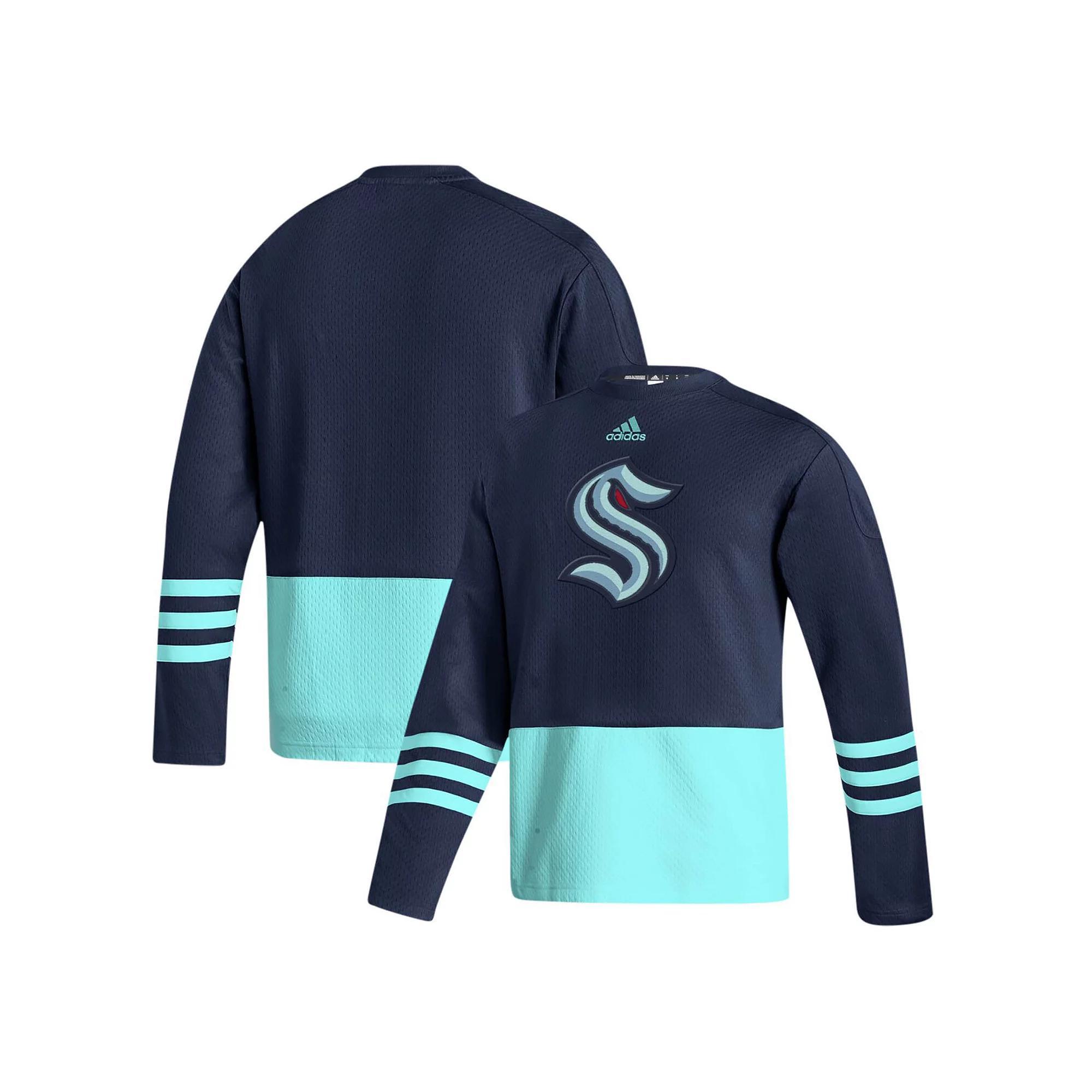 Mens adidas Deep Sea Blue Seattle Kraken Logo AEROREADY Pullover Sweater Krk Blue Product Image