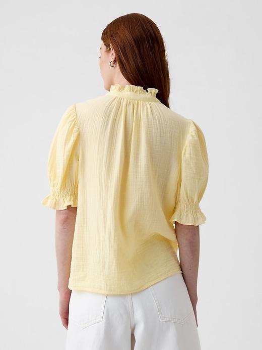 Crinkle Gauze Puff Sleeve Shirt Product Image