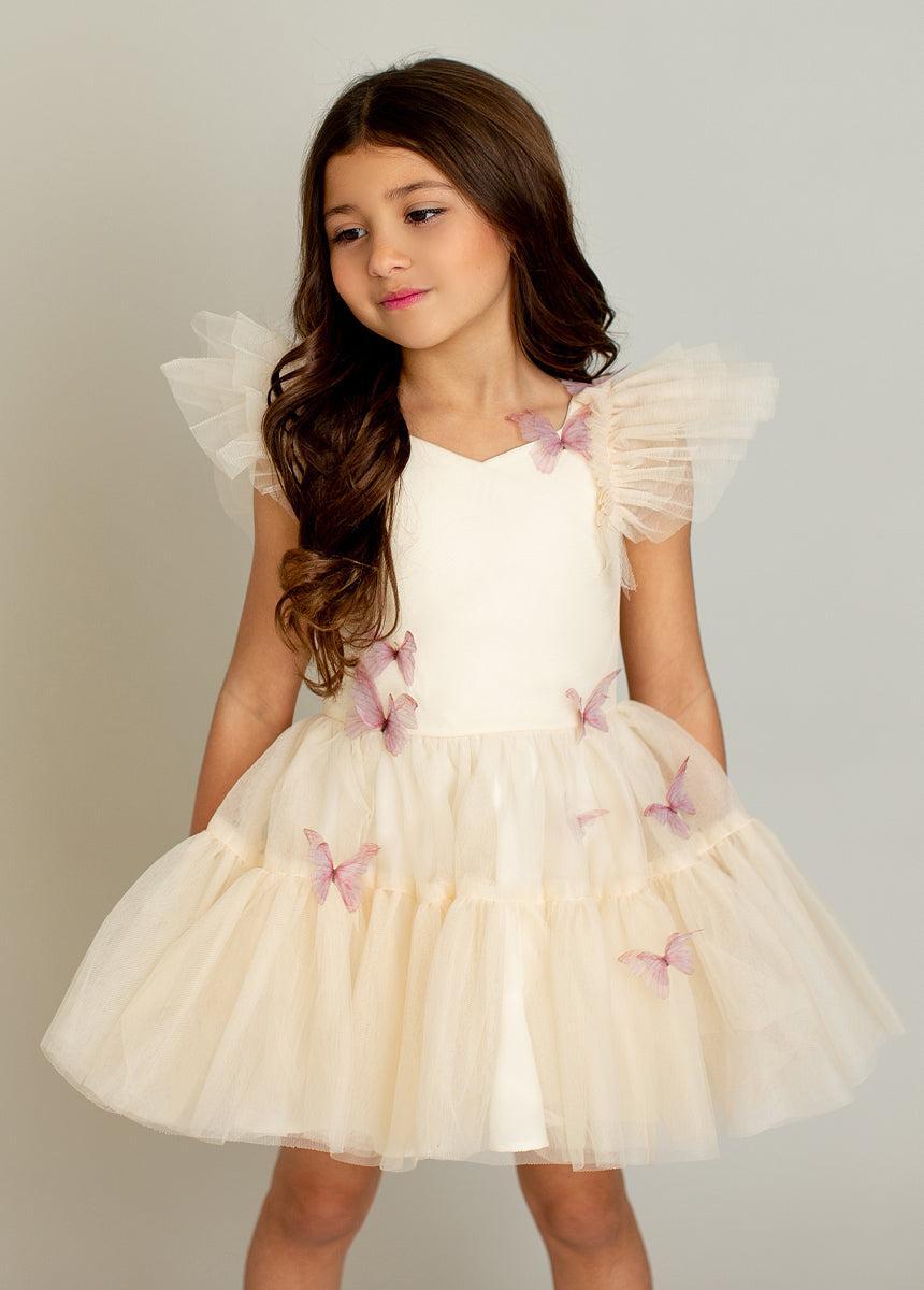 Lyrah Dress in Ecru Girls Product Image