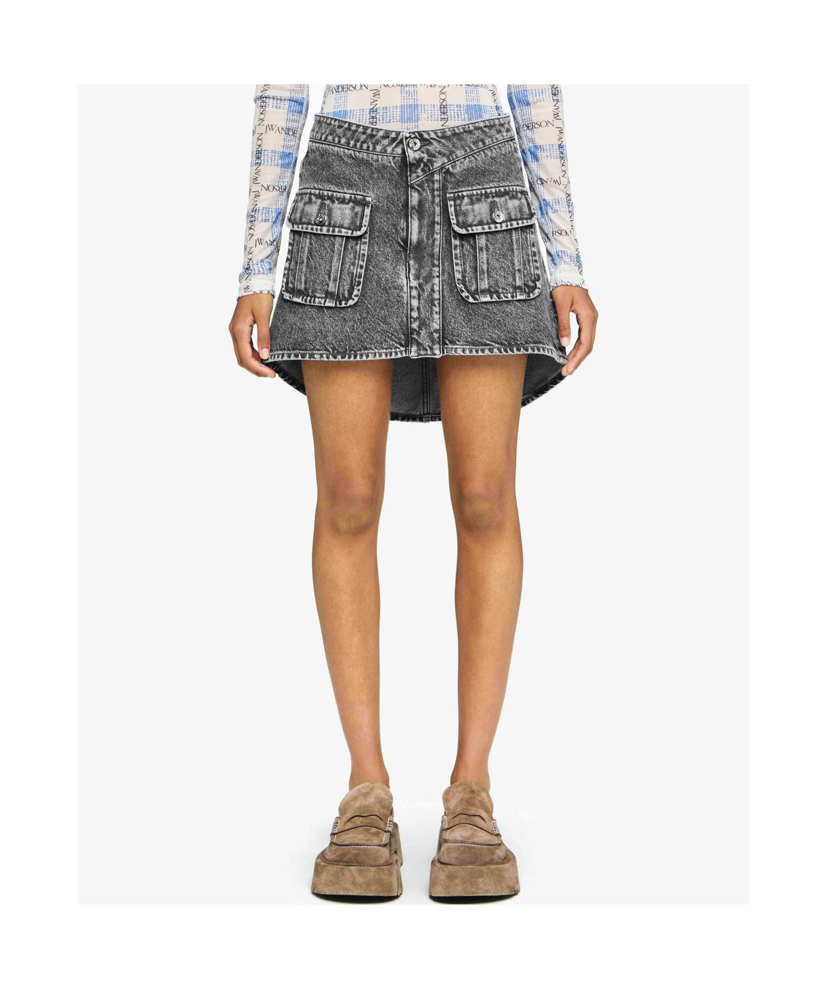 JW ANDERSON Patch Pocket Denim Mini Skirt In Grey Product Image