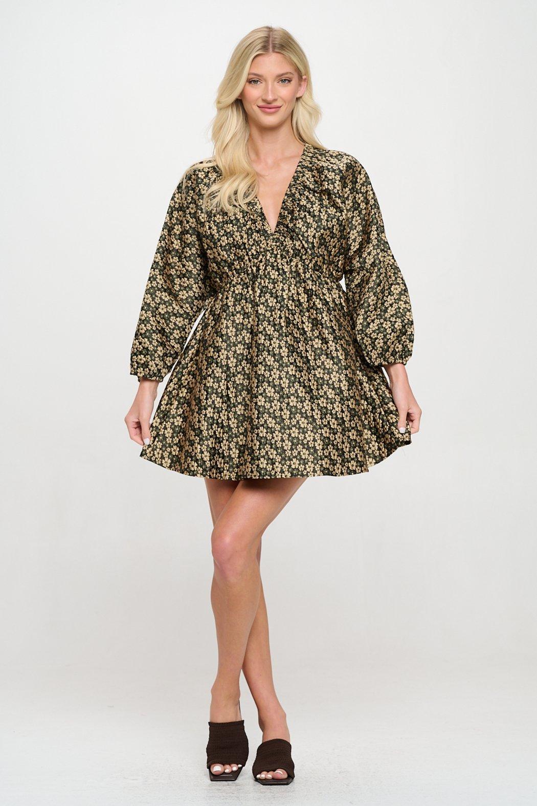 Gold Daisy Jacquard Short Dress Product Image