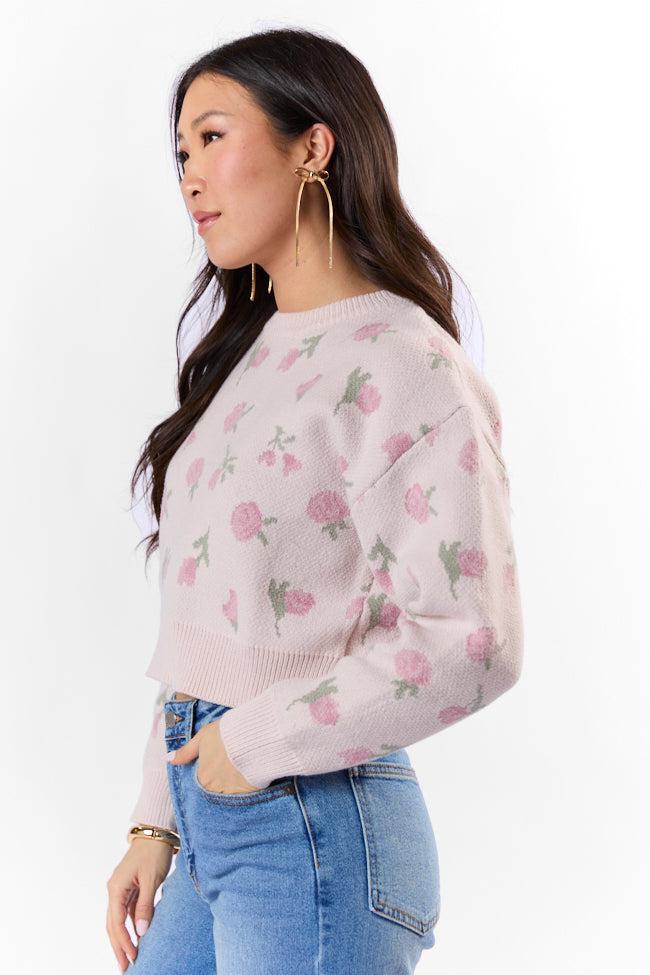 Grand Measures Light Pink Floral Sweater SALE Product Image