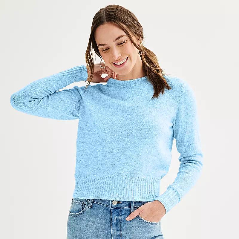 Petite Women's Sonoma Goods For Life® Crewneck Sweater, Size: XXL Petite, Pitch Black Product Image