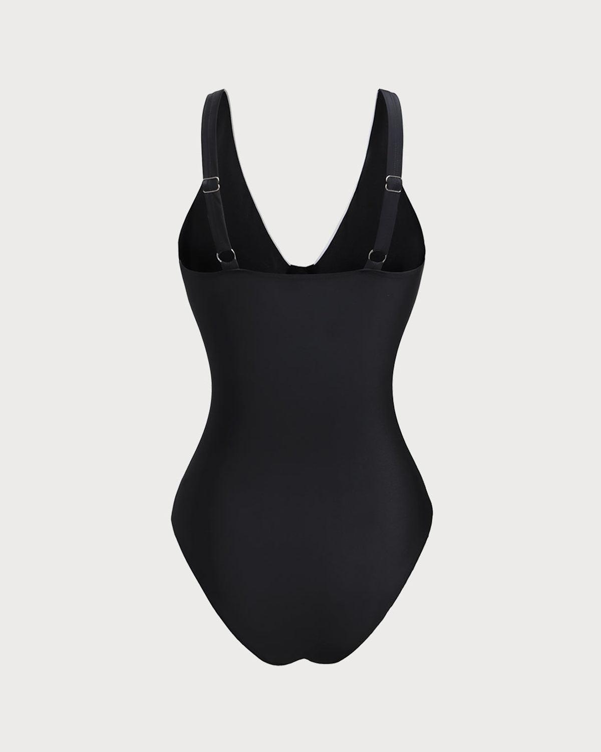 Black Contrast One-Pieces Swimsuit Product Image