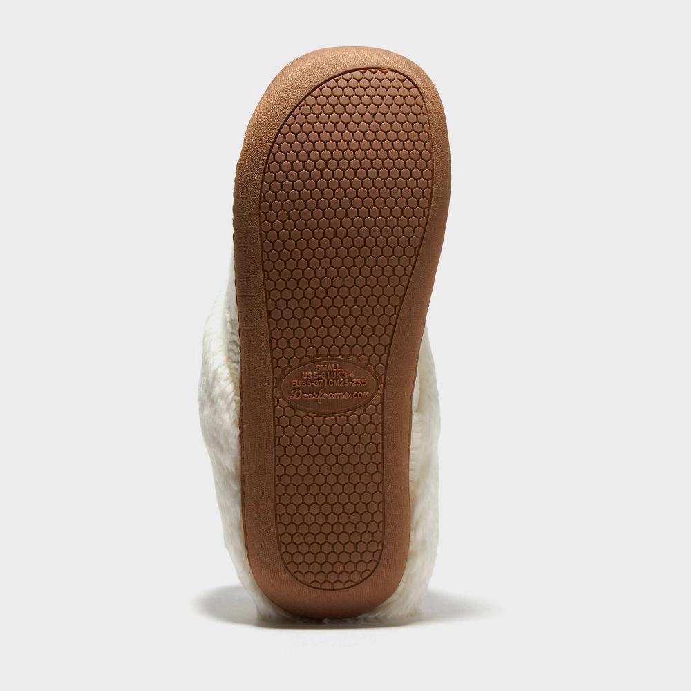 dluxe by dearfoams Women's Carol Slippers - Cream L: Cushioned Insole, Indoor/Outdoor Outsole, Machine Washable Product Image