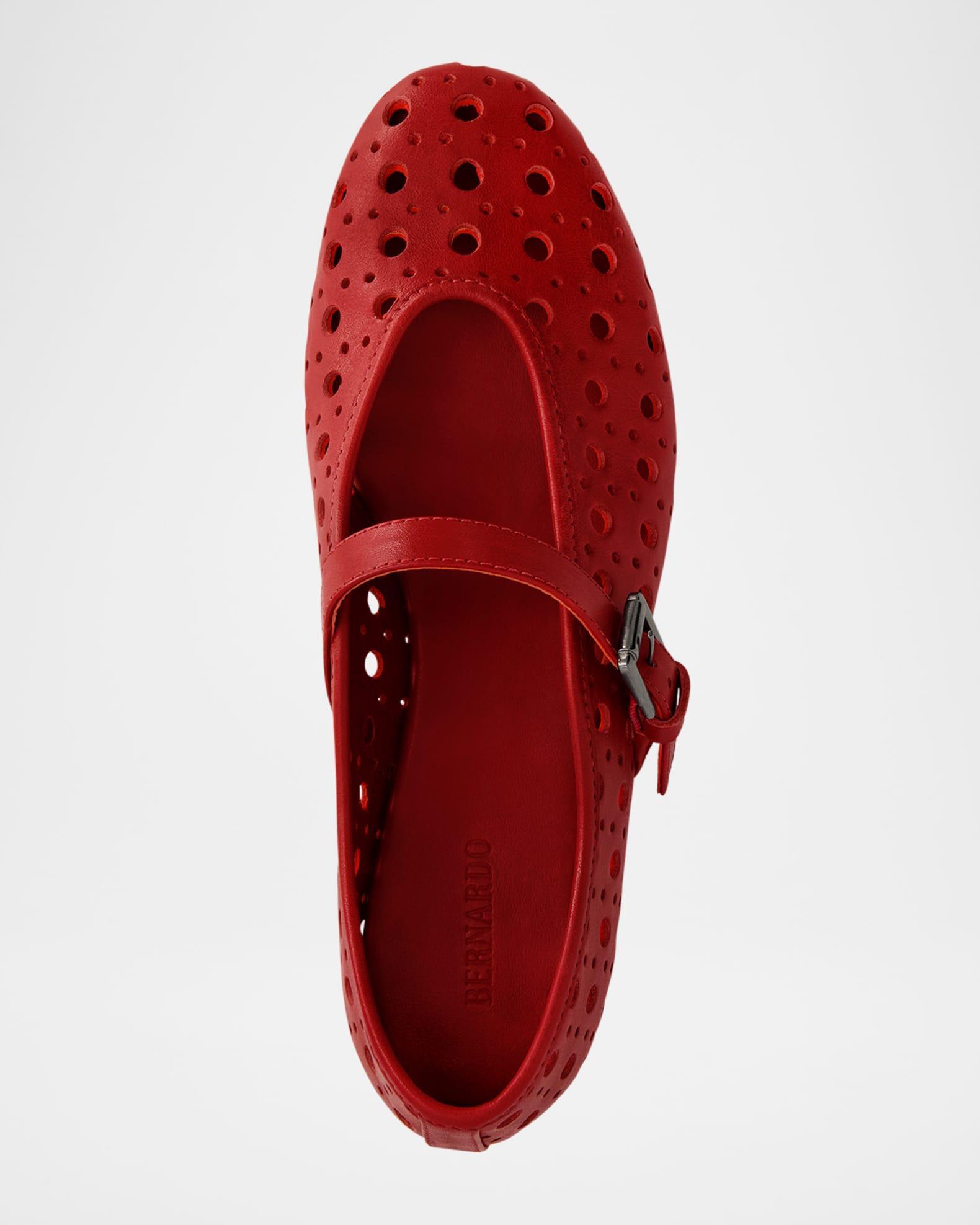 Perforated Leather Mary Jane Ballerina Flats Product Image