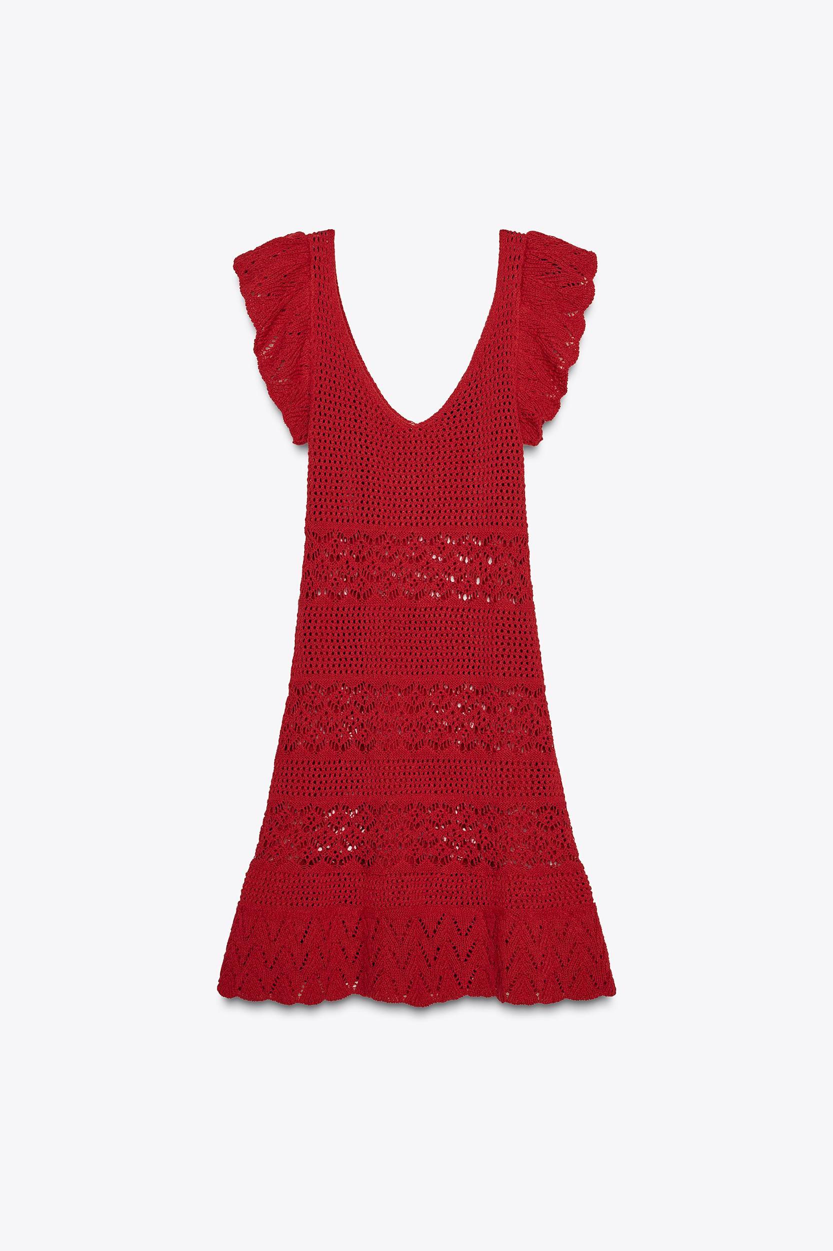 RUFFLED TEXTURED KNIT MINI DRESS Product Image