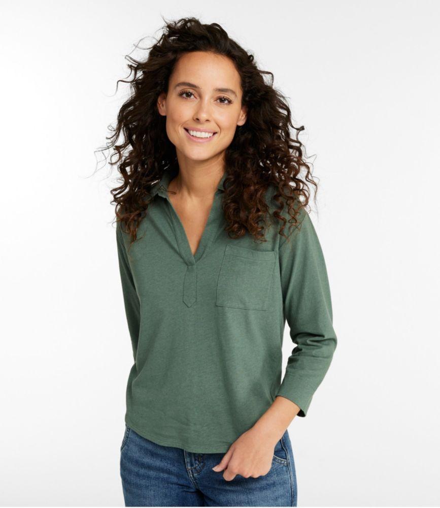 
                            
                                
                                    
                                
                            Women's Linen/Cotton Tee, Three-Quarter-Sleeve Splitneck Polo
                         Product Image