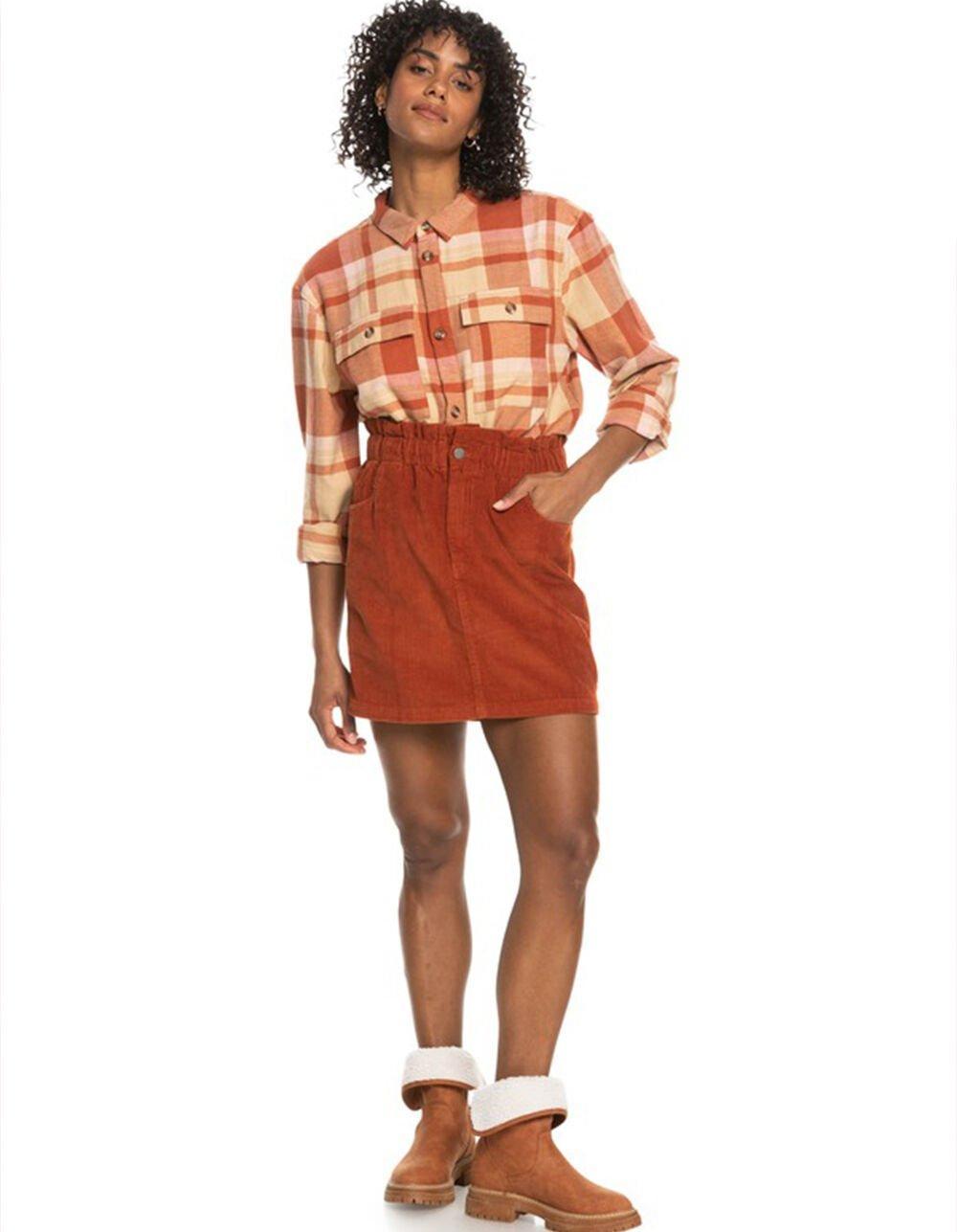 ROXY Silent Days Corduroy Skirt - RUST Product Image