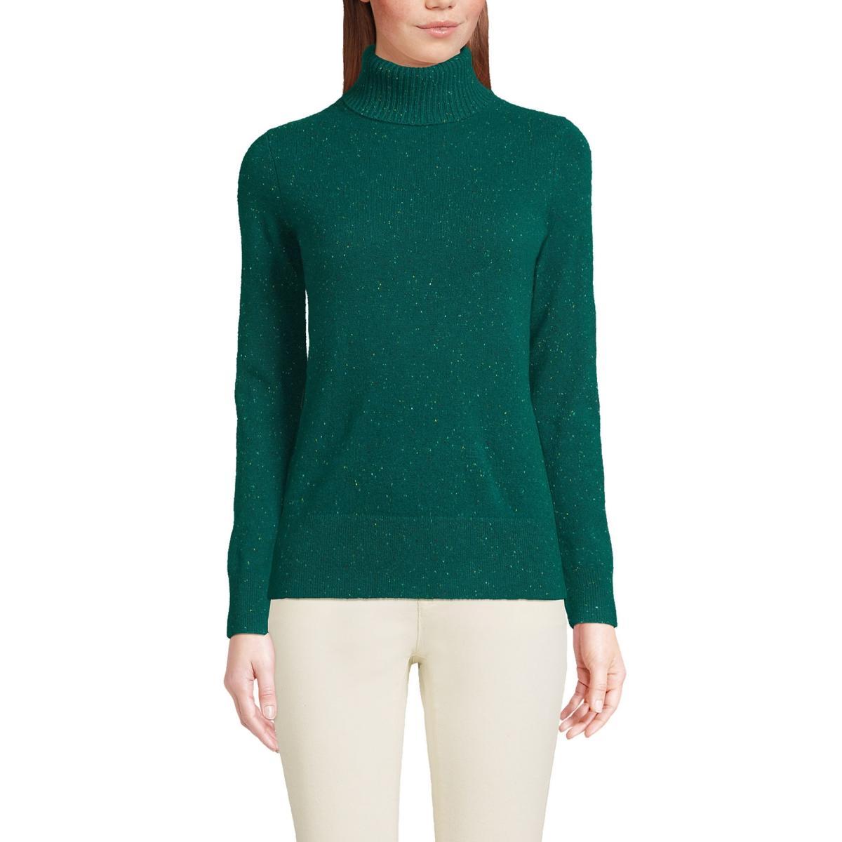 Petite Lands' End Cashmere Turtleneck Sweater, Women's, Size: Large Petite, Fresh Ivory Rainbow Product Image