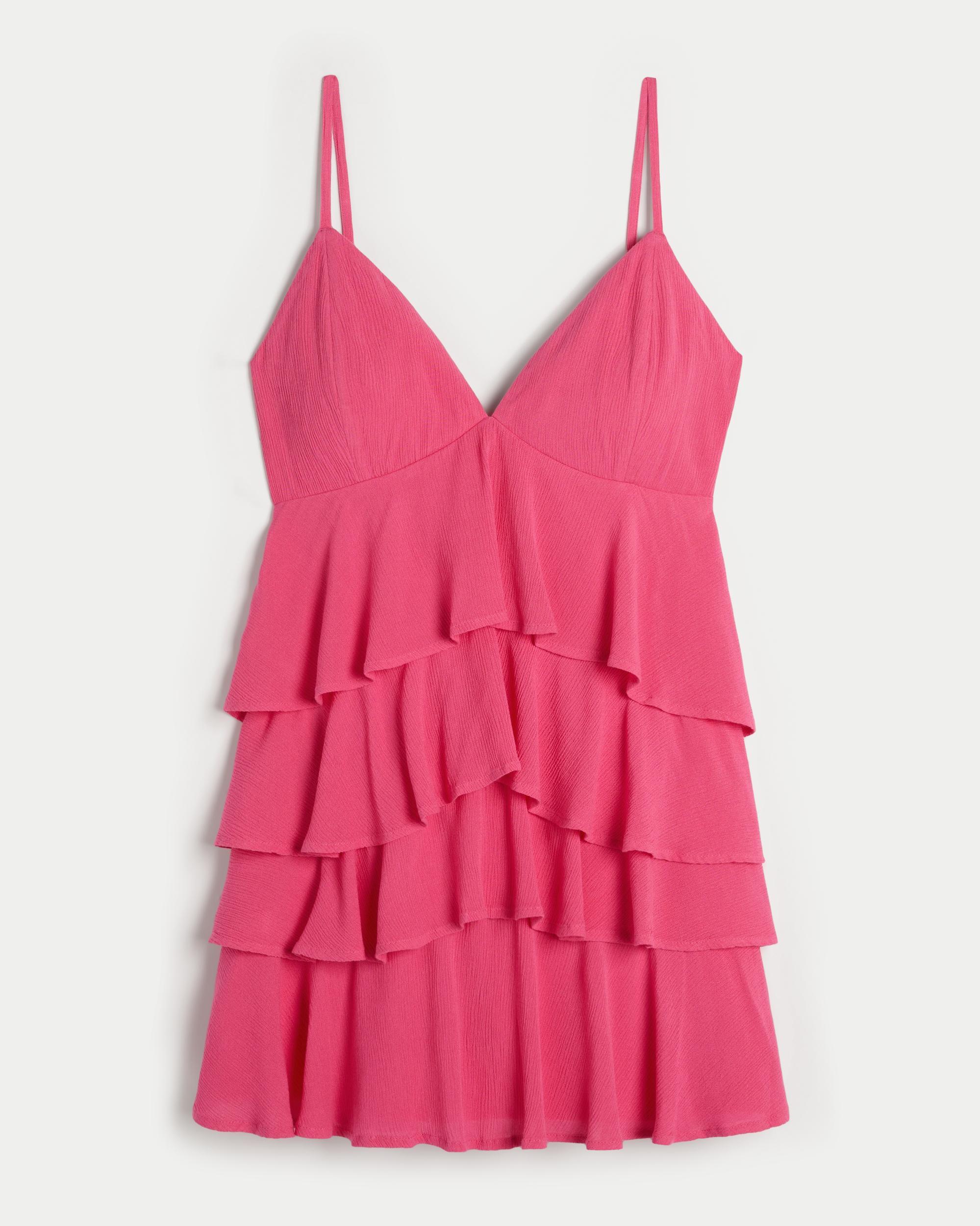 V-Neck Ruffled Tier Babydoll Mini Dress Product Image