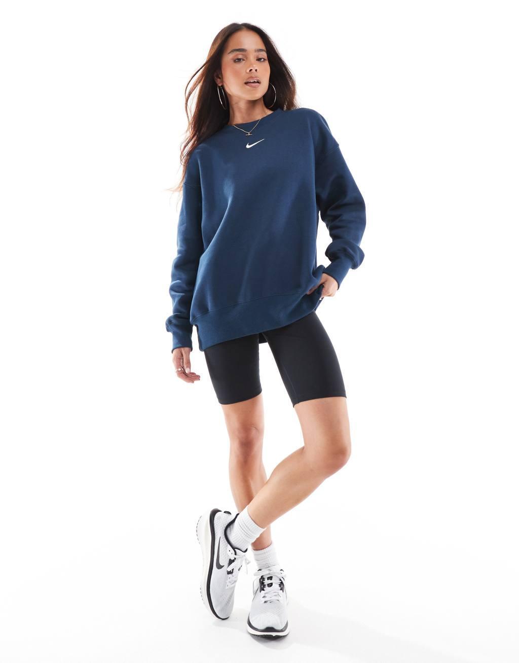 Nike Phoenix Fleece oversized sweatshirt in navy Product Image