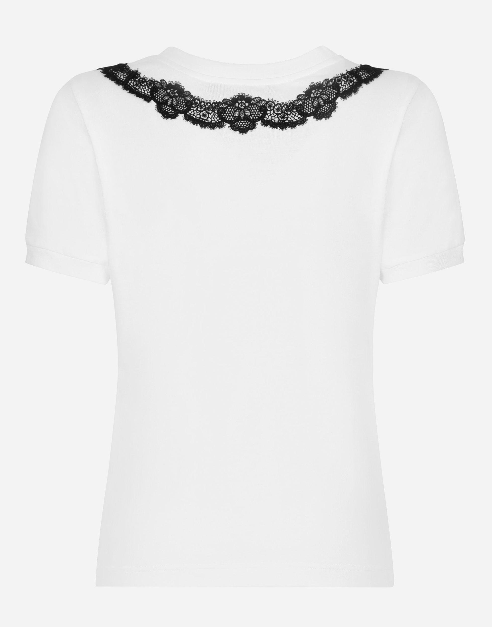 DOLCE & GABBANA Lace-detail Short-sleeve T-shirt In Optic White Product Image