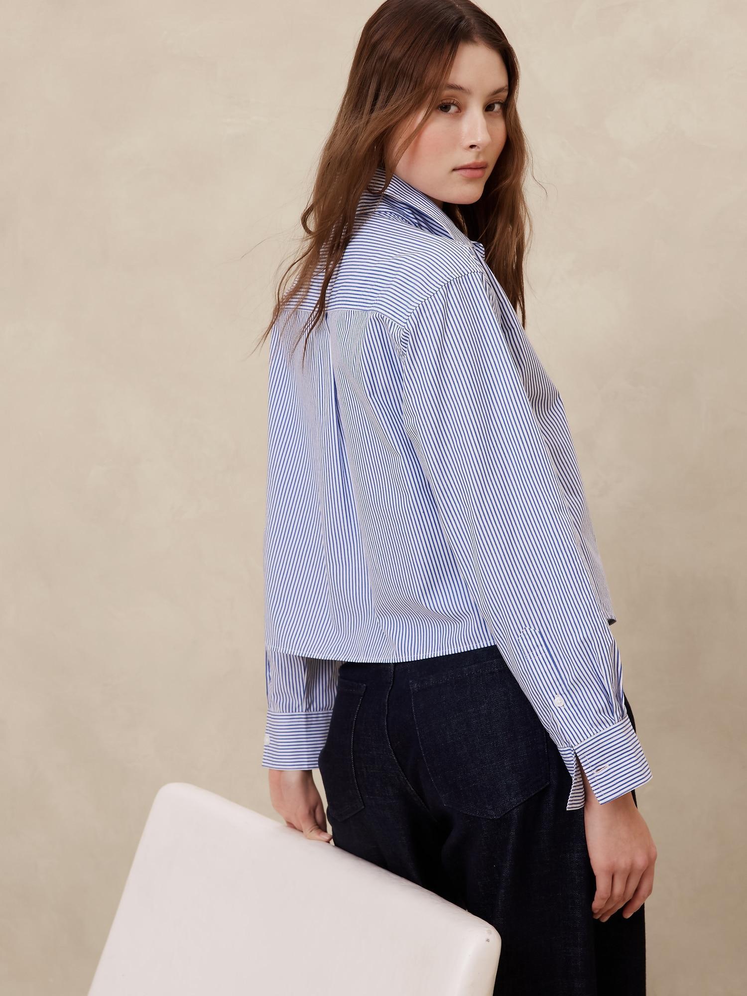 Linen-Blend Cropped Shirt Product Image
