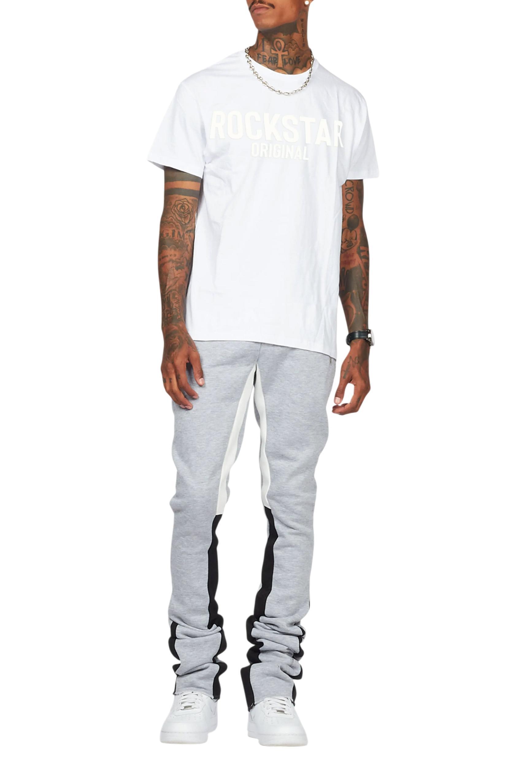 Sana Heather Grey T-Shirt/Stacked Track Pant Set Male Product Image