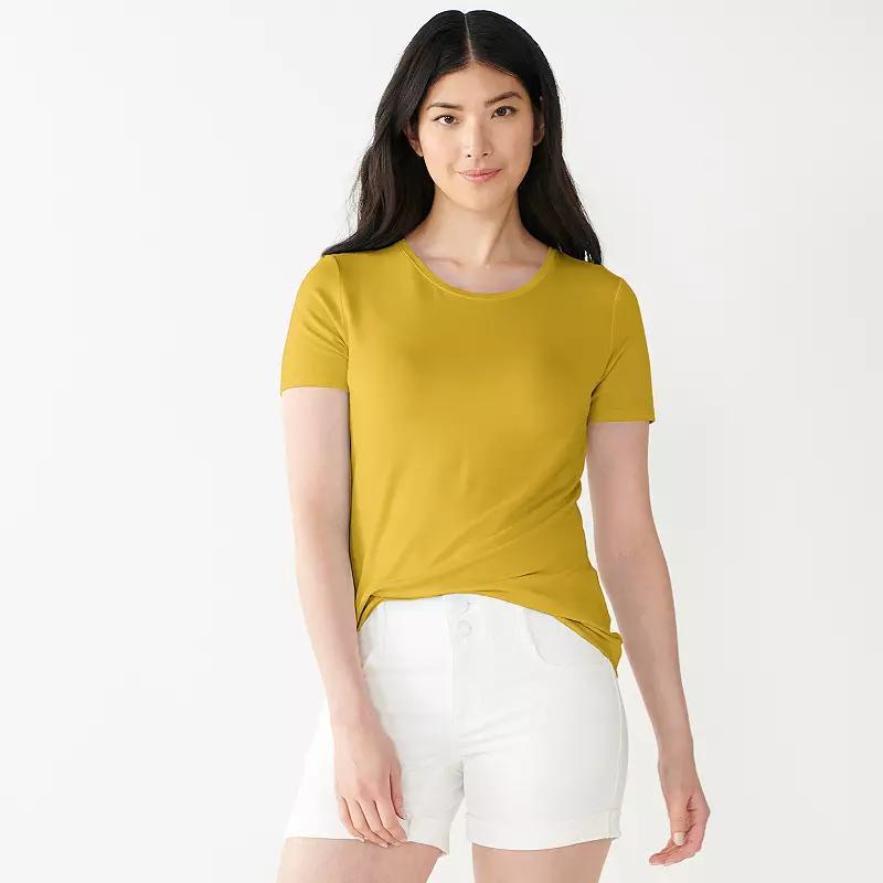 Petite Nine West Essential Crewneck Tee, Women's, Size: Small Petite, Bittersweet Brown Product Image